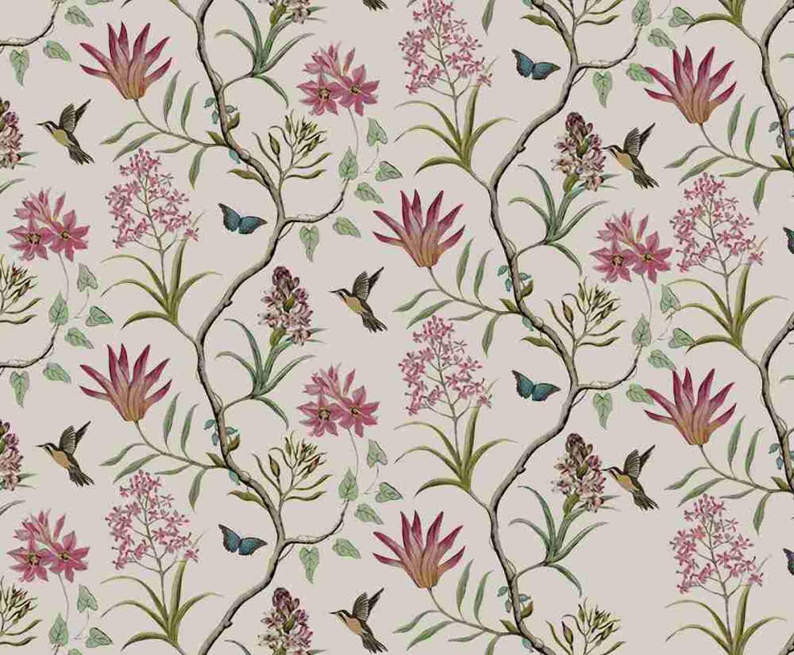 Papier peint panoramique salon moderne decoration murale fleurs oiseaux 250x300