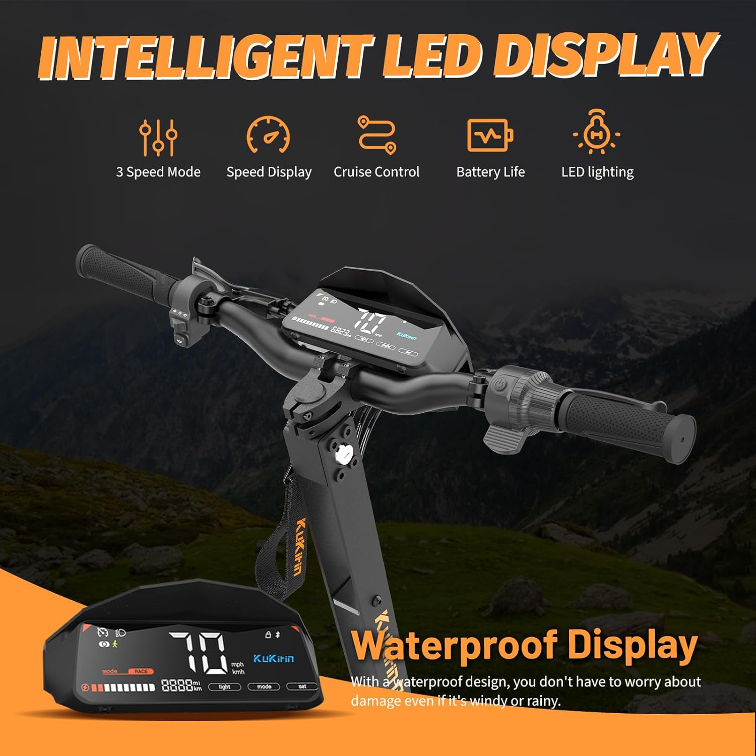 KUKIRIN G4 Electric Scooter folded and unfolded dimensions