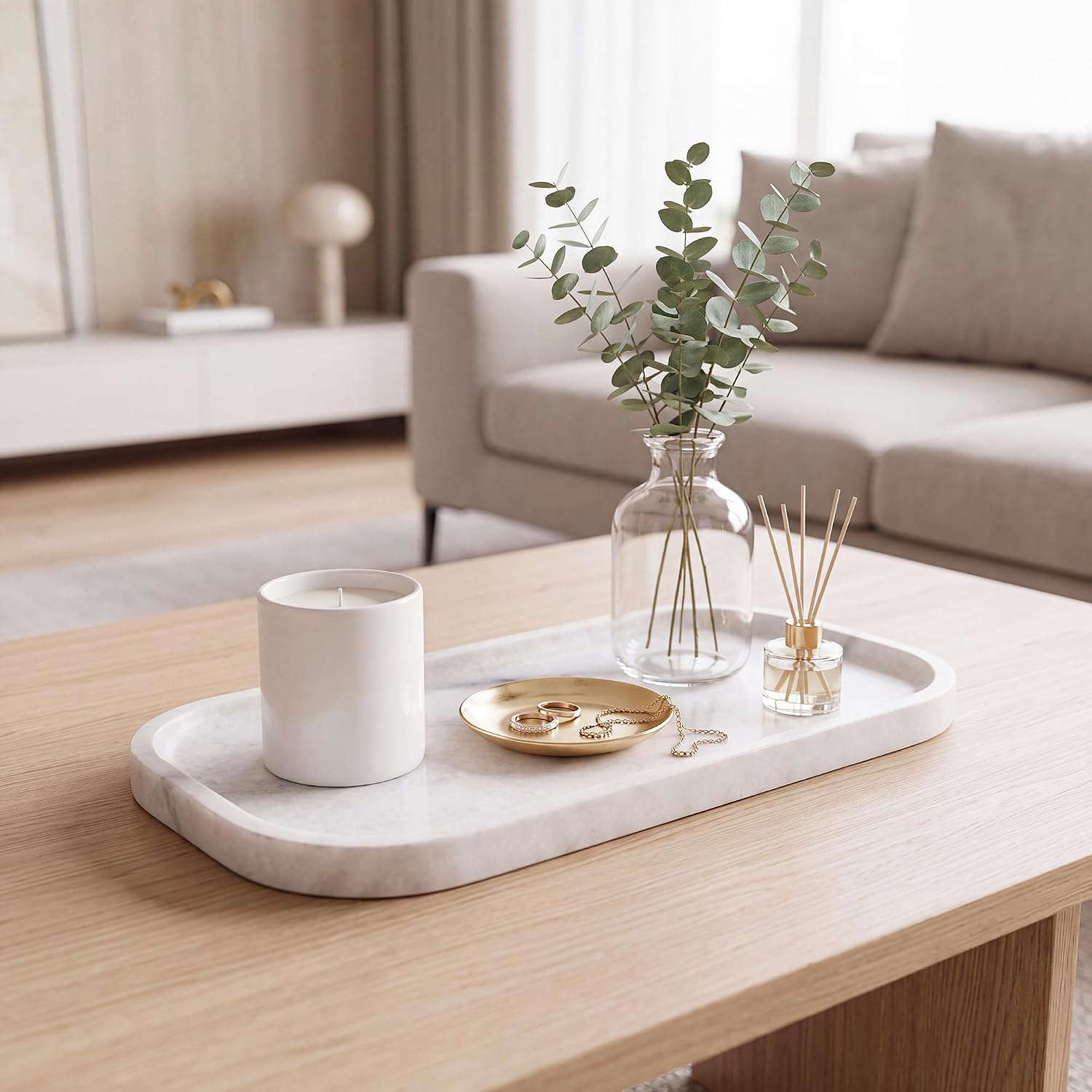 Marble Vanity Tray, 11.8"x5.9" Bathroom Tray for Home Kitchen Counter Decor image 2