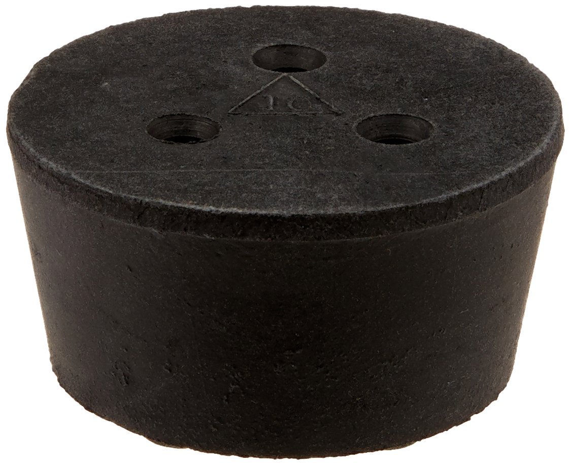 Twistit TWISTBL-10 Black Rubber Three Hole Stopper, 50mm Top Diameter, 42mm Bottom Diameter, 10 Size, 25mm Length (Box of 100)