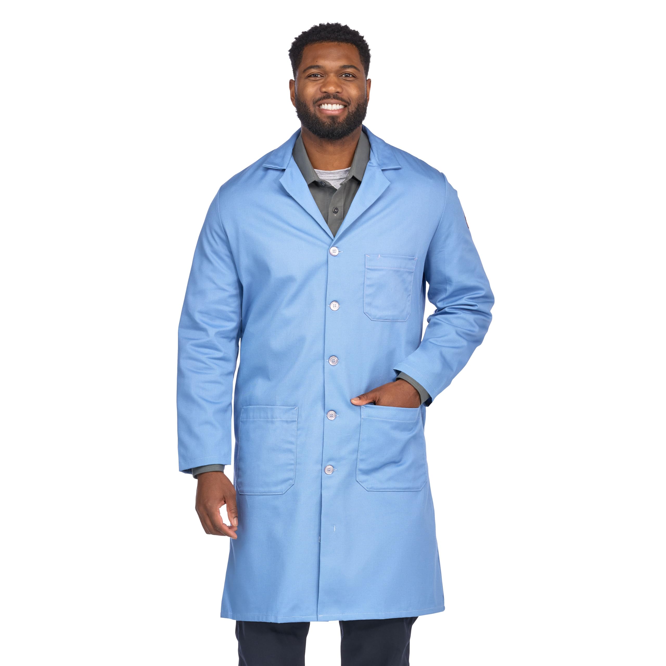 Bulwark Flame Resistant 7 oz Cotton Lapel Collar Lab Coat, Light
