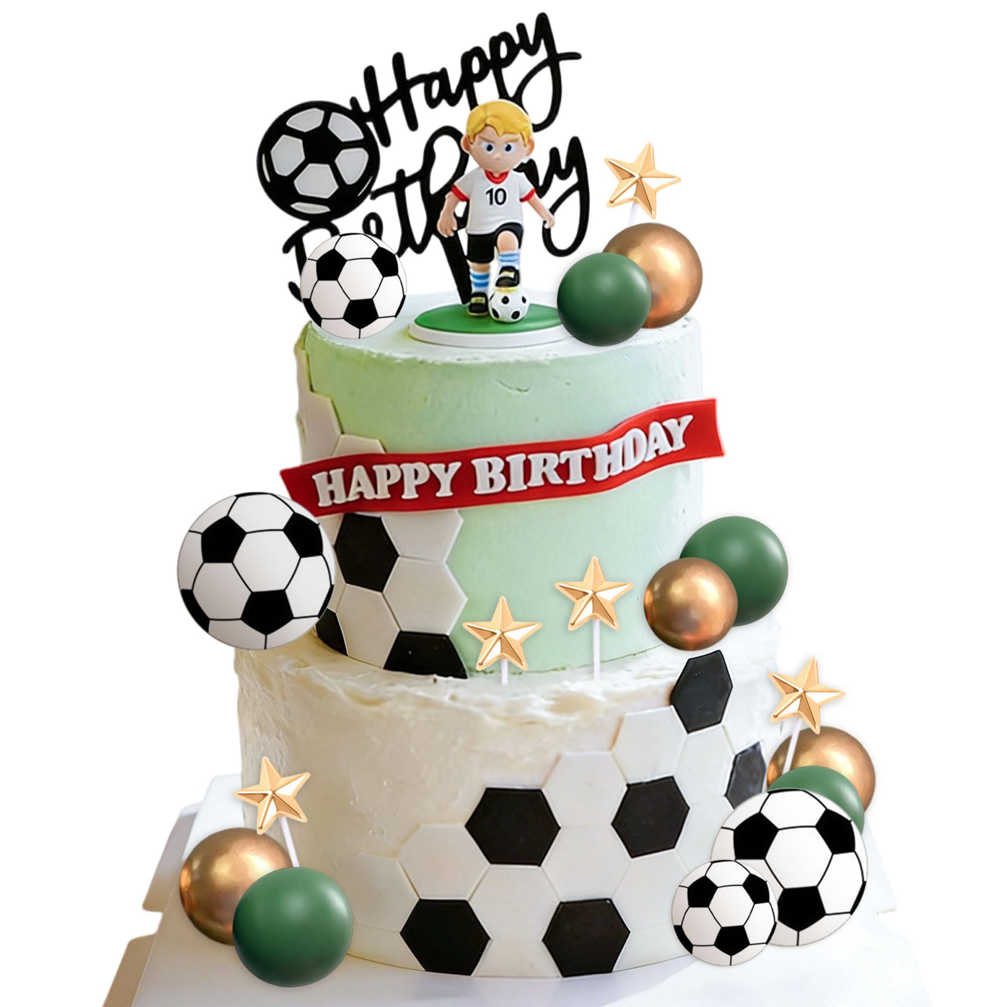 Soccer Cake Topper Soccer Ball Player Cake Decorations Football Birthday Cake Decoration for Men Soccer Sport Theme Birthday Party Supplies - Image 7
