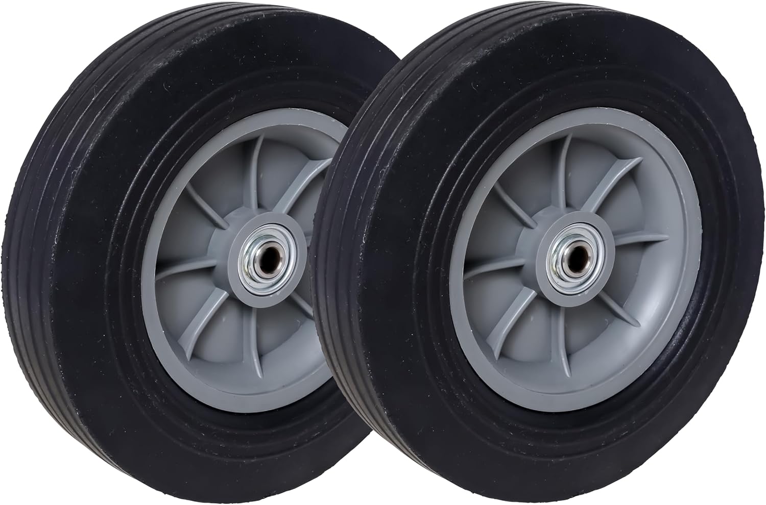 10 Wheel | Flat Free Solid Rubber with 3/4 Ball Bearings | For Handtrucks, Tilt Trucks, Totes, Carts, Dollies, Hoppers, Power Washers and Other Mobile Equipment