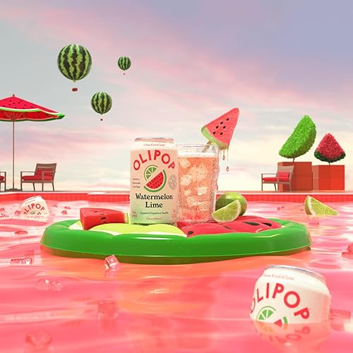OLIPOP Soda prebiótica de sandía y lima, 12 FZ