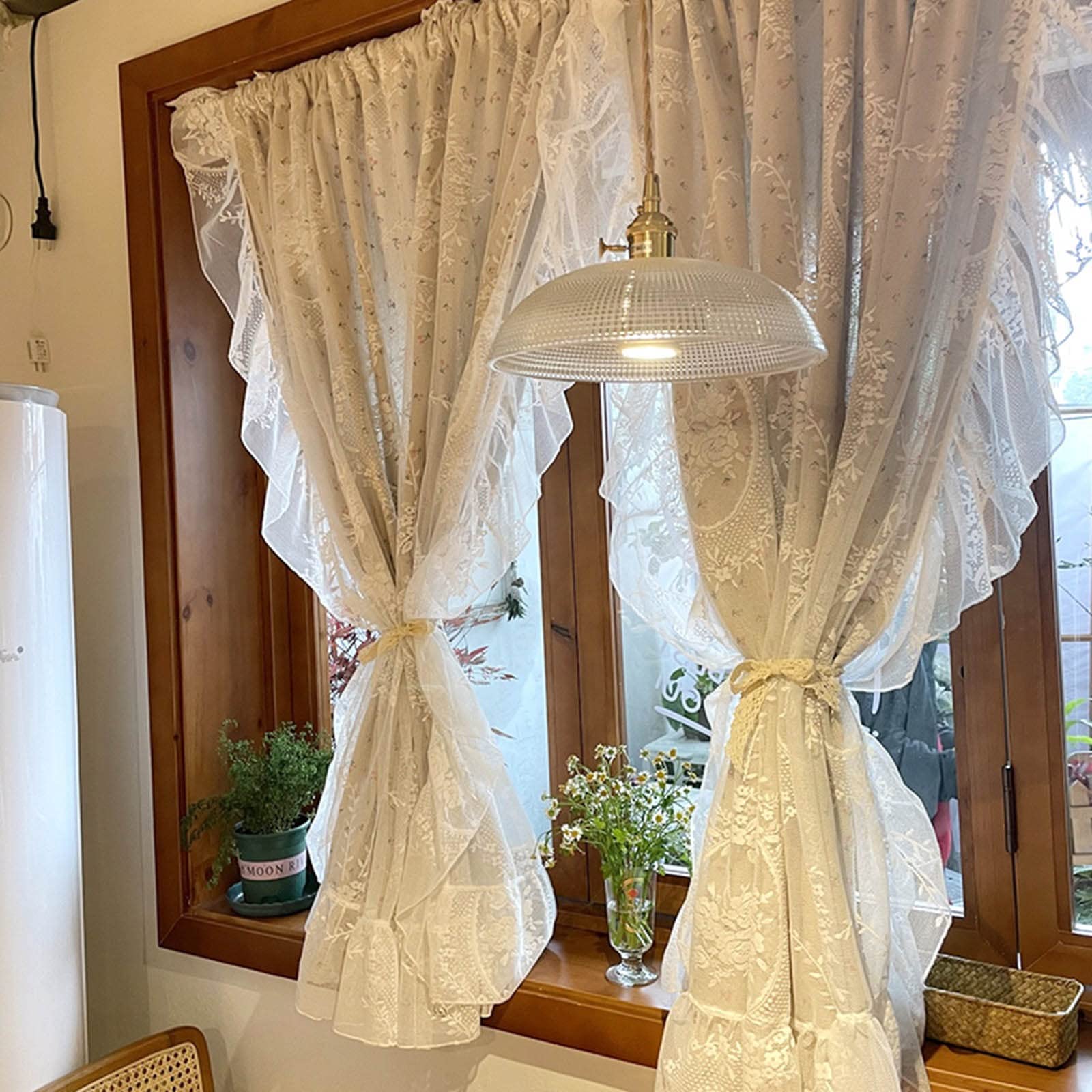 Rideau double dentelle pour décoration de chambre princesse moderne