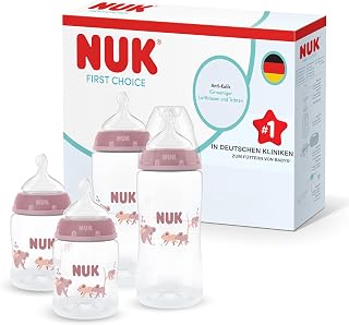 NUK First Choice Babyflaschen | 0-3+ Monate | 150ml & 300 ml | Anti-Kolik-Babyflasche | PP | Temperature Control Anzeige | Koala | 4 Stück