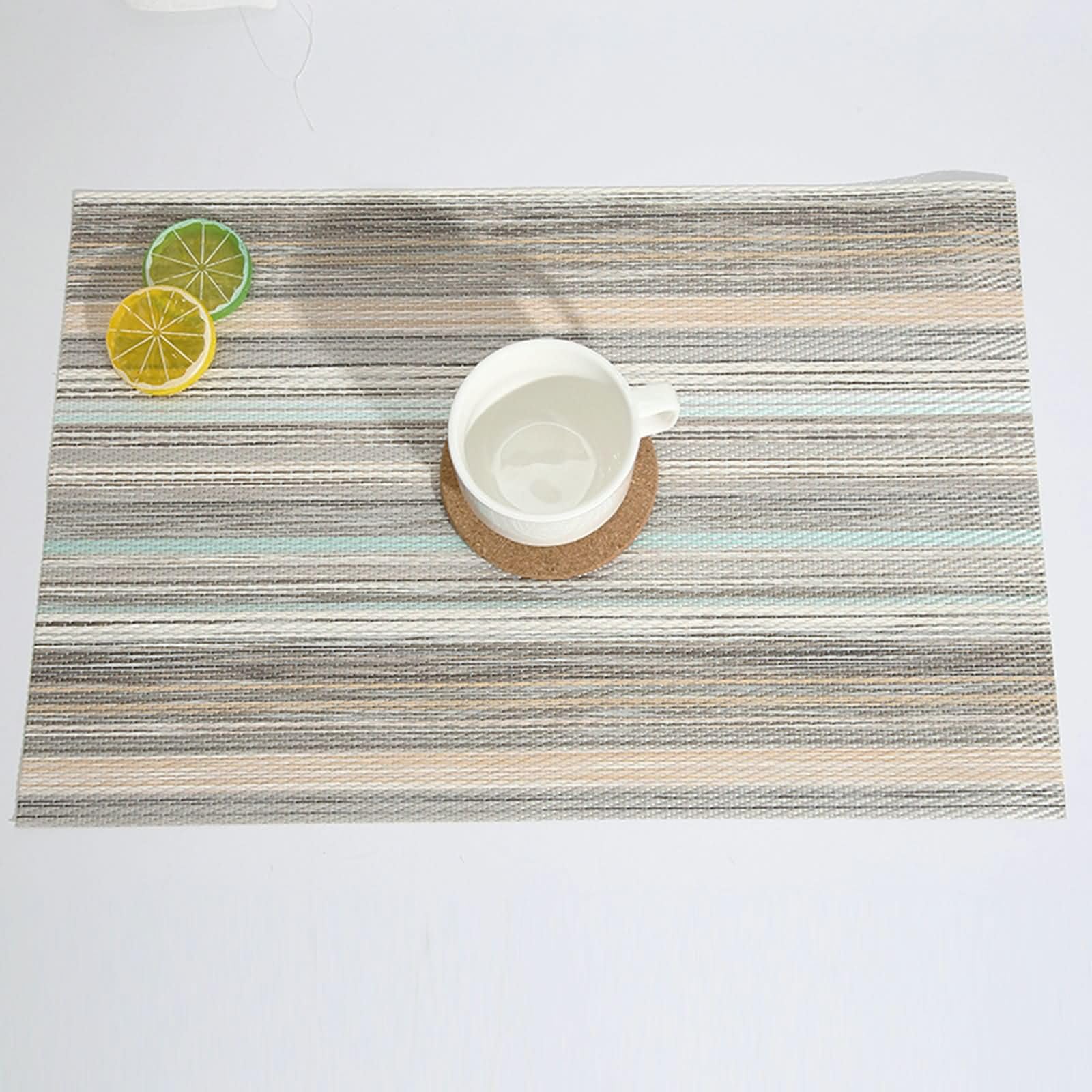 Prostokątne podkładki do jadalni 10 szt. zmywalne, 40 x 20 cm podkładki zmywalne, zielone, prostokątne z paskami