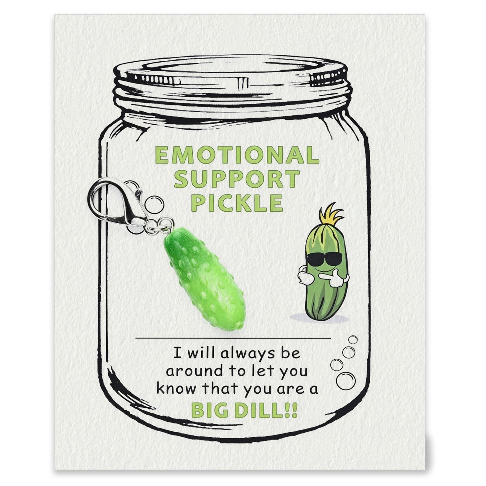 Virelle Unisex Yellow Pickle Keychain Charm Emotional Support Pickle Gift Funny Keyring For Women Friendship Gifts For Women Encouragement Inspirational Cucumber Charm 4.8Cm