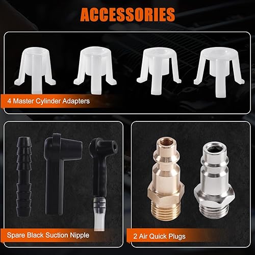 Miniatura 8 de JIFETOR Kit de herramientas neumáticas de purga de líquido de embrague y frenos al vacío, juego de cambio de aceite de freno de automóvil, camión,