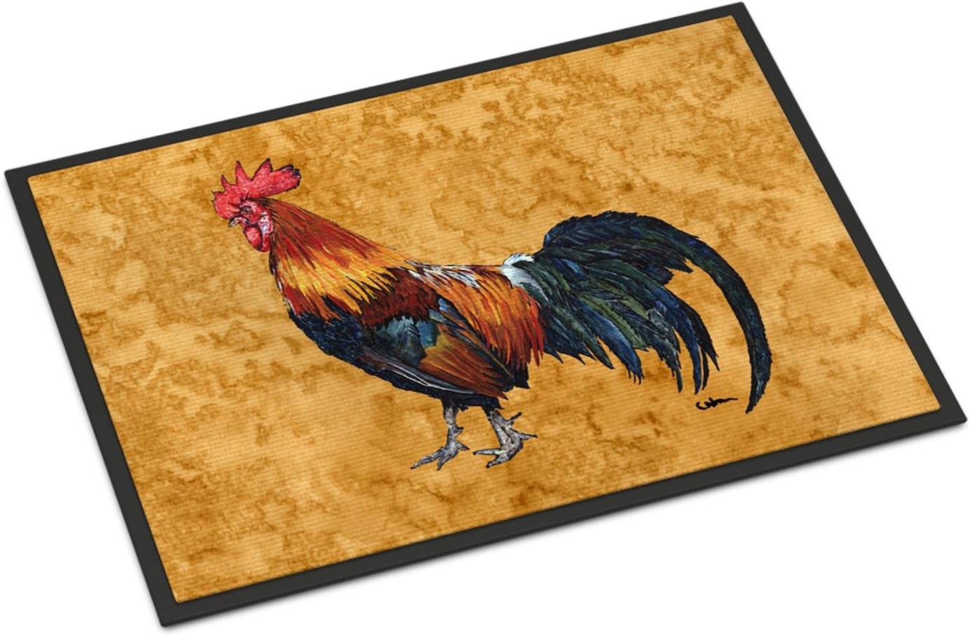 Caroline's Treasures 8651MAT Rooster Doormat 18x27 Front Door Mat Indoor Outdoor Rugs for Entryway, Non Slip Washable Low Pile, 18H X 27W