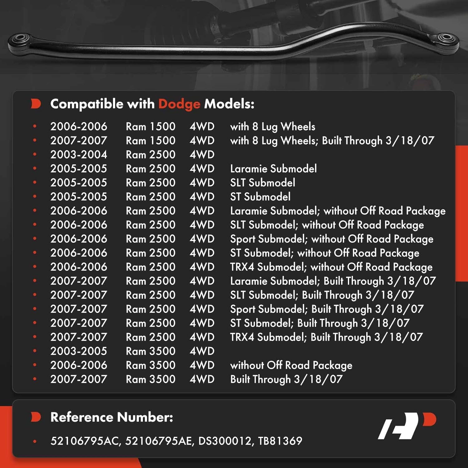 A-Premium Front Steering Track Bar, Compatible with Dodge Ram 1500 2006-2007, Ram 2500 2003-2007, Ram 3500 2003-2007