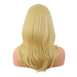 MapofBeauty 20 Inch/50 cm Long Layered With Bangs Straight Synthetic fiber Shoulder Length Hair for Daily Use or Party Wig (Mixed Blonde)