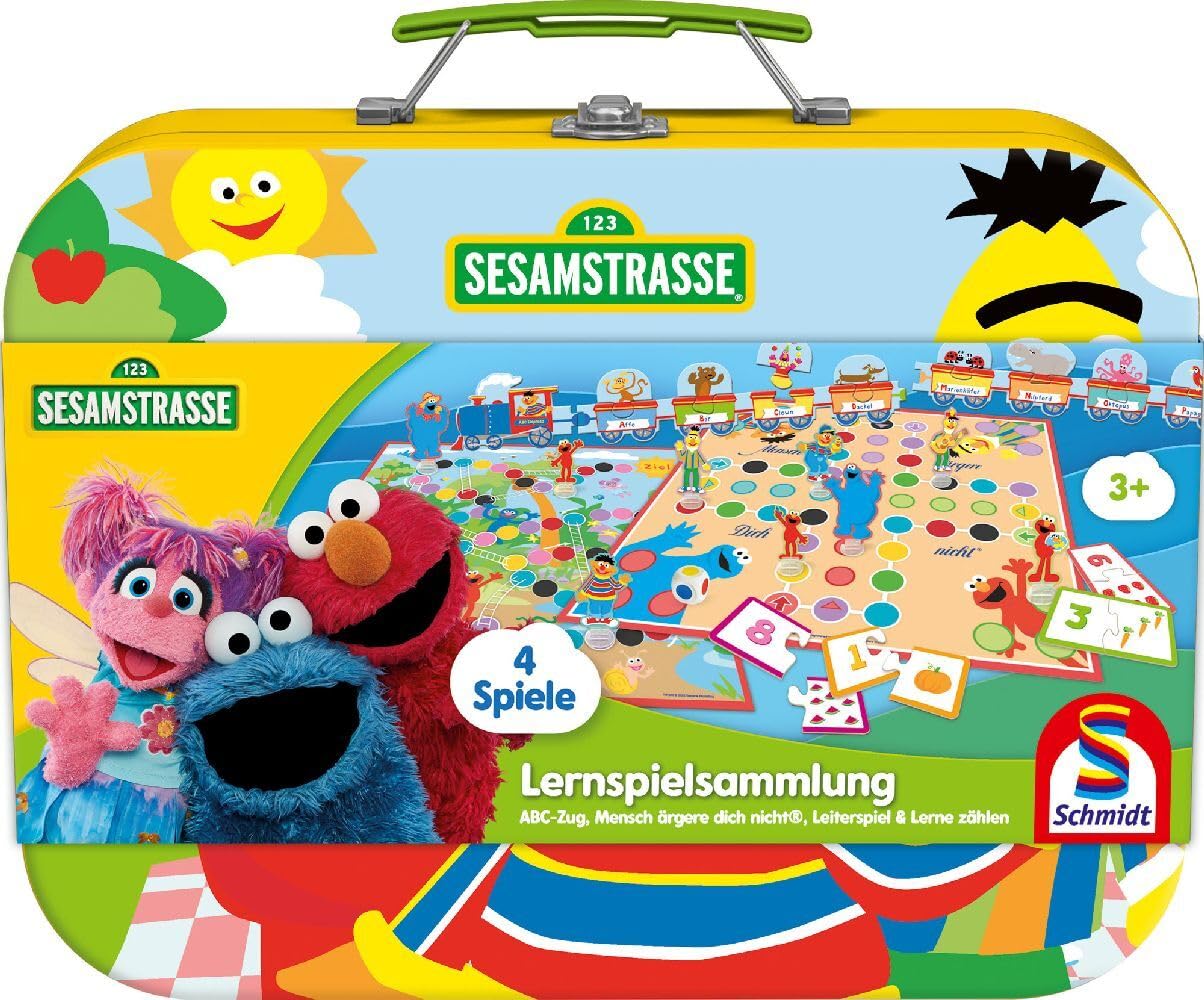 Schmidt Spiele 40640 Lernspielsammlung für Kinder, Sesamstraße Design, Spielesammlung