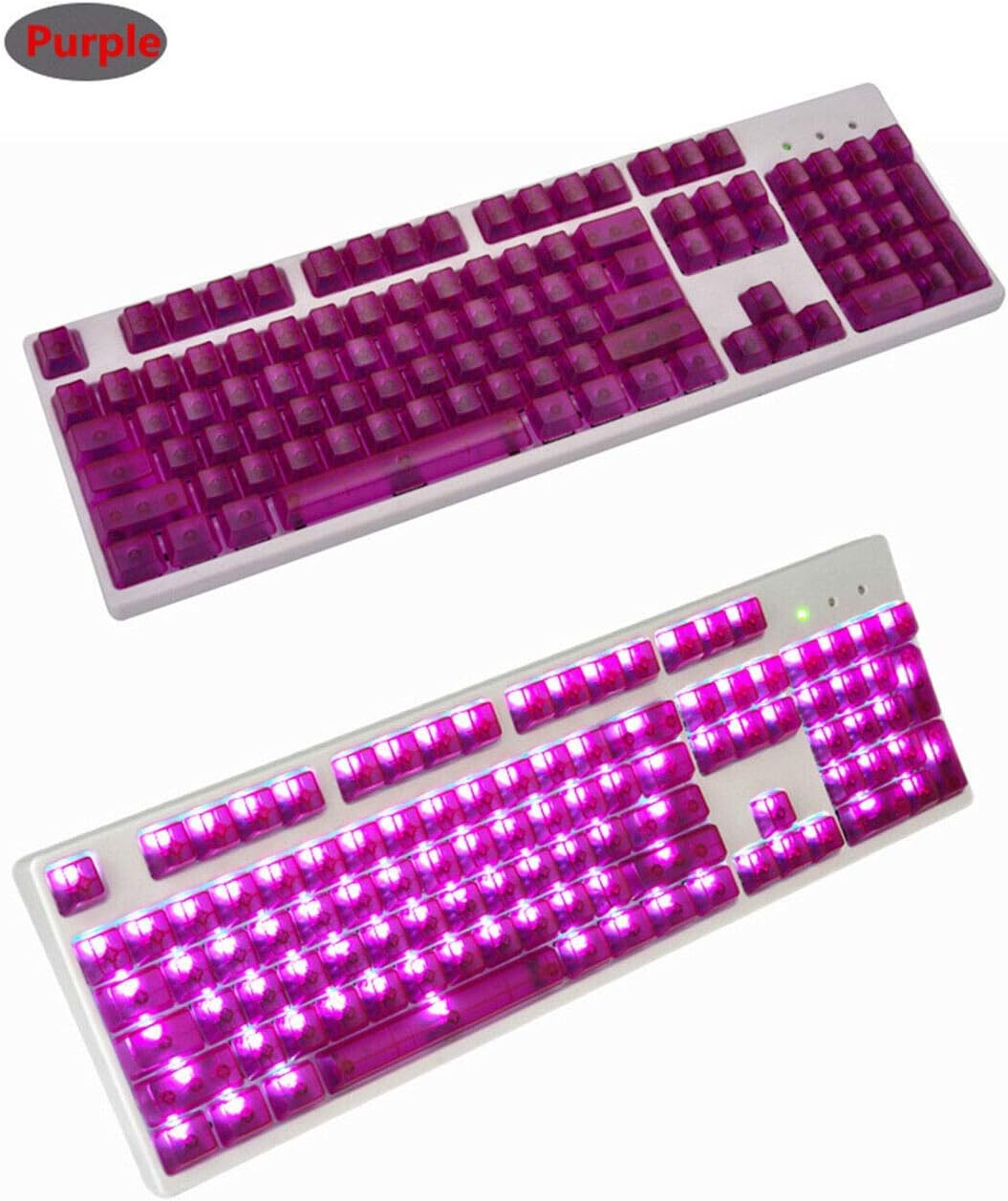 104 Keys Clear Keycaps Blank Non Printed Transparent Keycaps Backlit Keycap ANSI Layout OEM Profile for Cherry MX Mechanical Keyboard (Black)