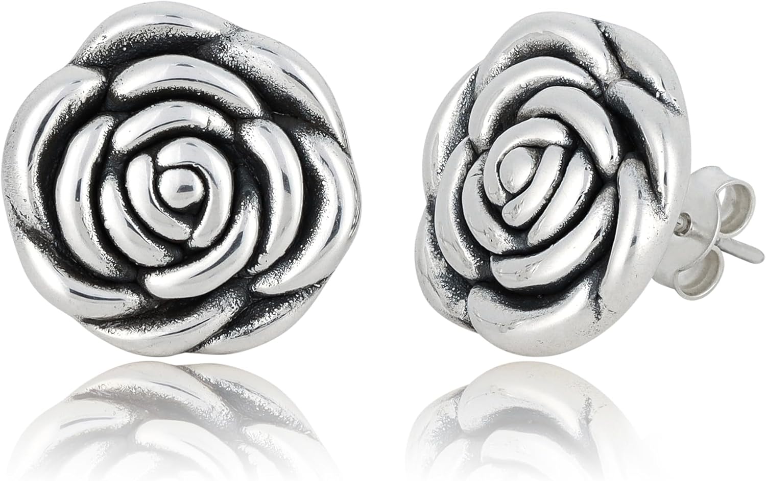 925 Sterling Silver Rose Earrings for Women | Hypoallergenic Elegant Dangle & Stud Earrings | Anti Tarnish Silver Rose Earring by MAX + STONE