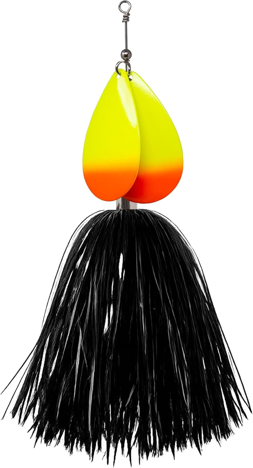 Tooth Shield Tackle The 309 Musky Bucktail Muskie Pike Double 9 Inline Spinner Musky Lures Baits Tackle (Black Flame)