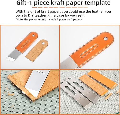 Miniatura 5 de WUTA Cuchillo de cuero de acero inoxidable, cuchillo de adelgazamiento de cuero de diseño profesional, corte de artesanía afilado (redondo, plano,