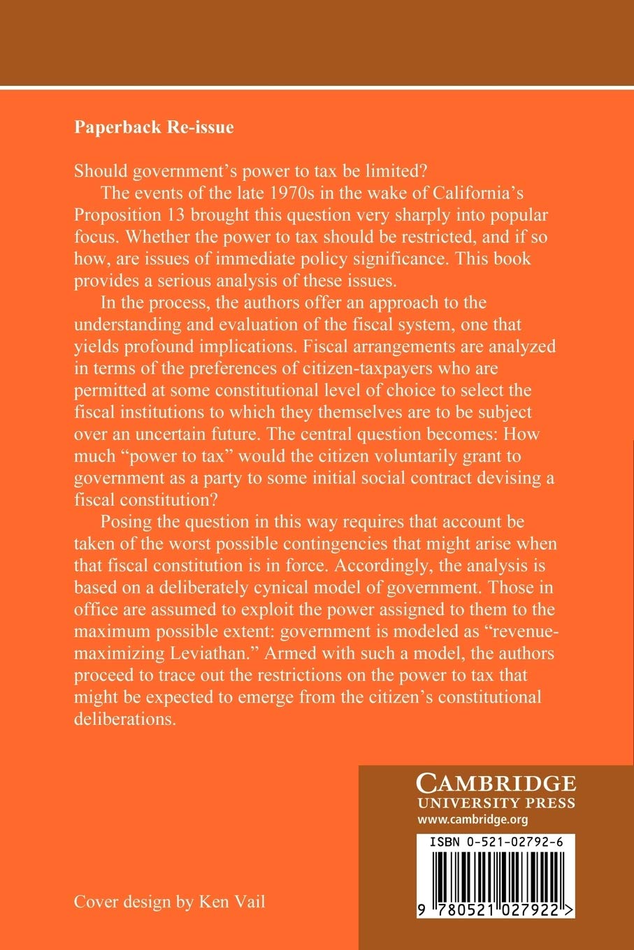 The Power to Tax: Analytic Foundations of a Fiscal Constitution