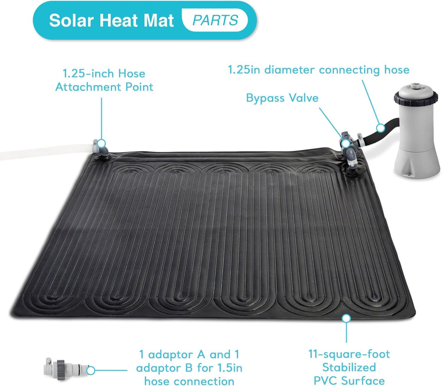 Intex Solar Mat Water Heater - Black Bundled w/Wall-Mounted Automatic Skimmer