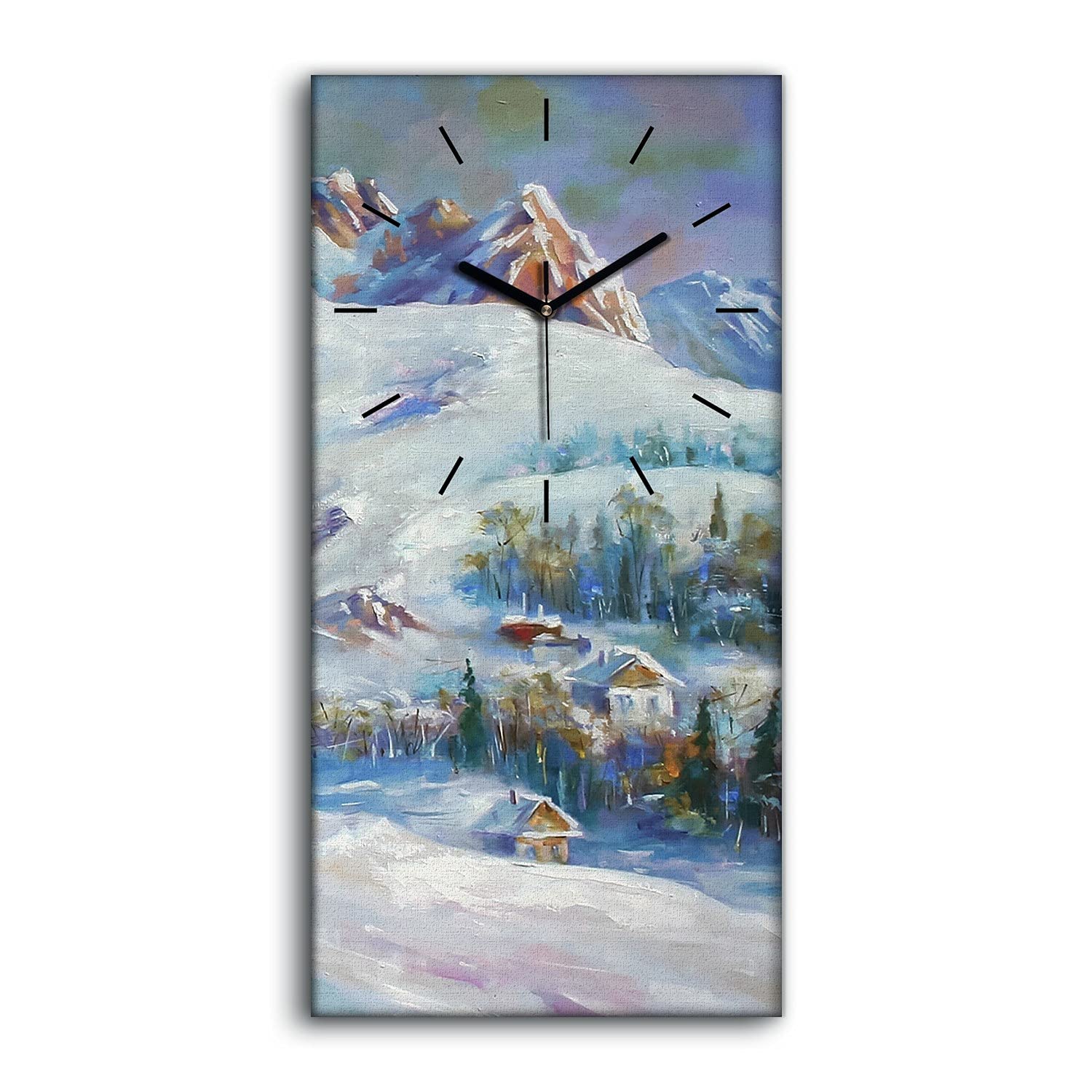 Horloge sur Toile 30x60cm Silence pour un Salon Cosy Style Hivernal