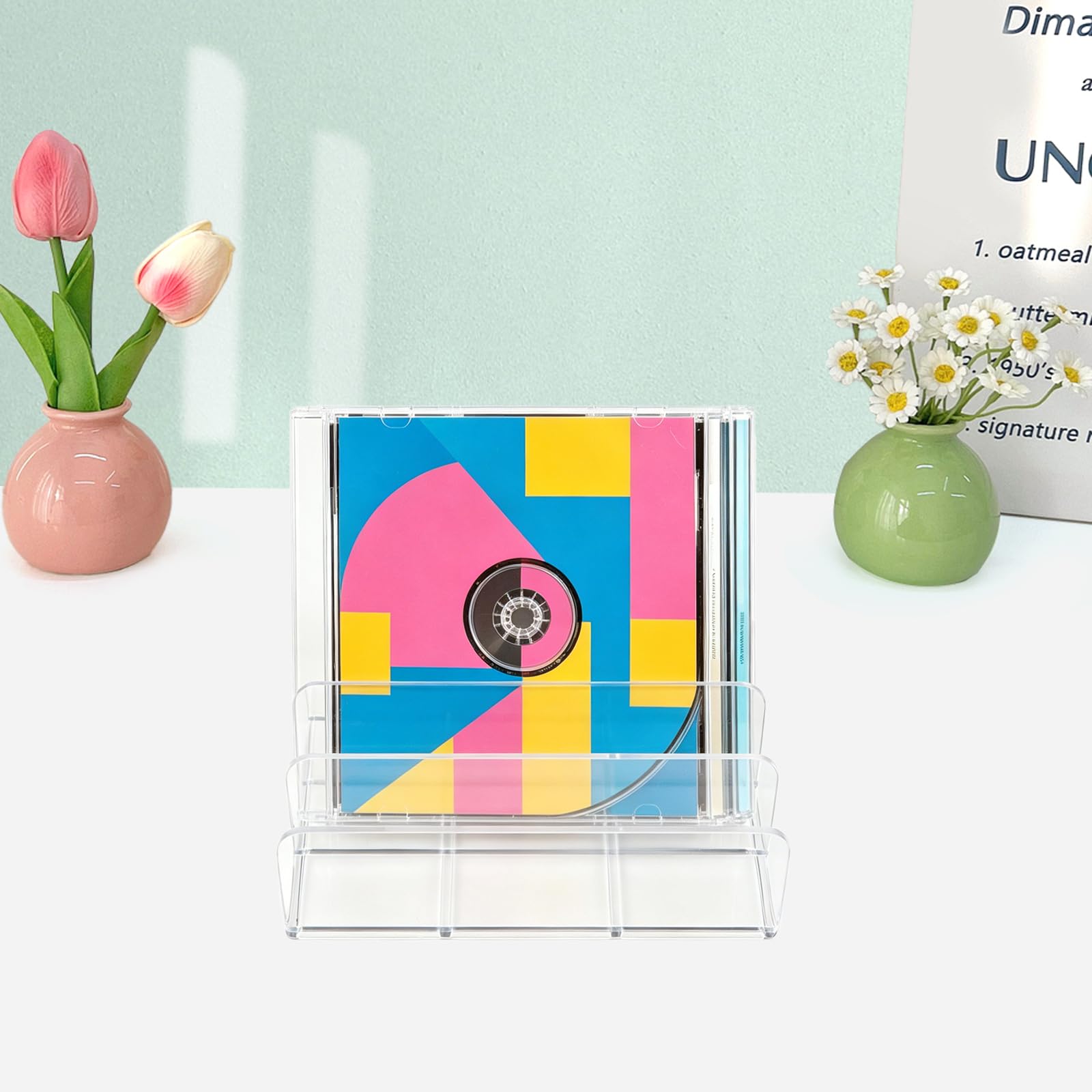 Porta-CD Trasparente in Acrilico Premium, Set da 4 Pezzi, Organizzatore Multiuso per CD, DVD, Cosmetici, Cassette, Giochi e Libri - Design Moderno e Resistente per Casa, Ufficio o Collezionisti