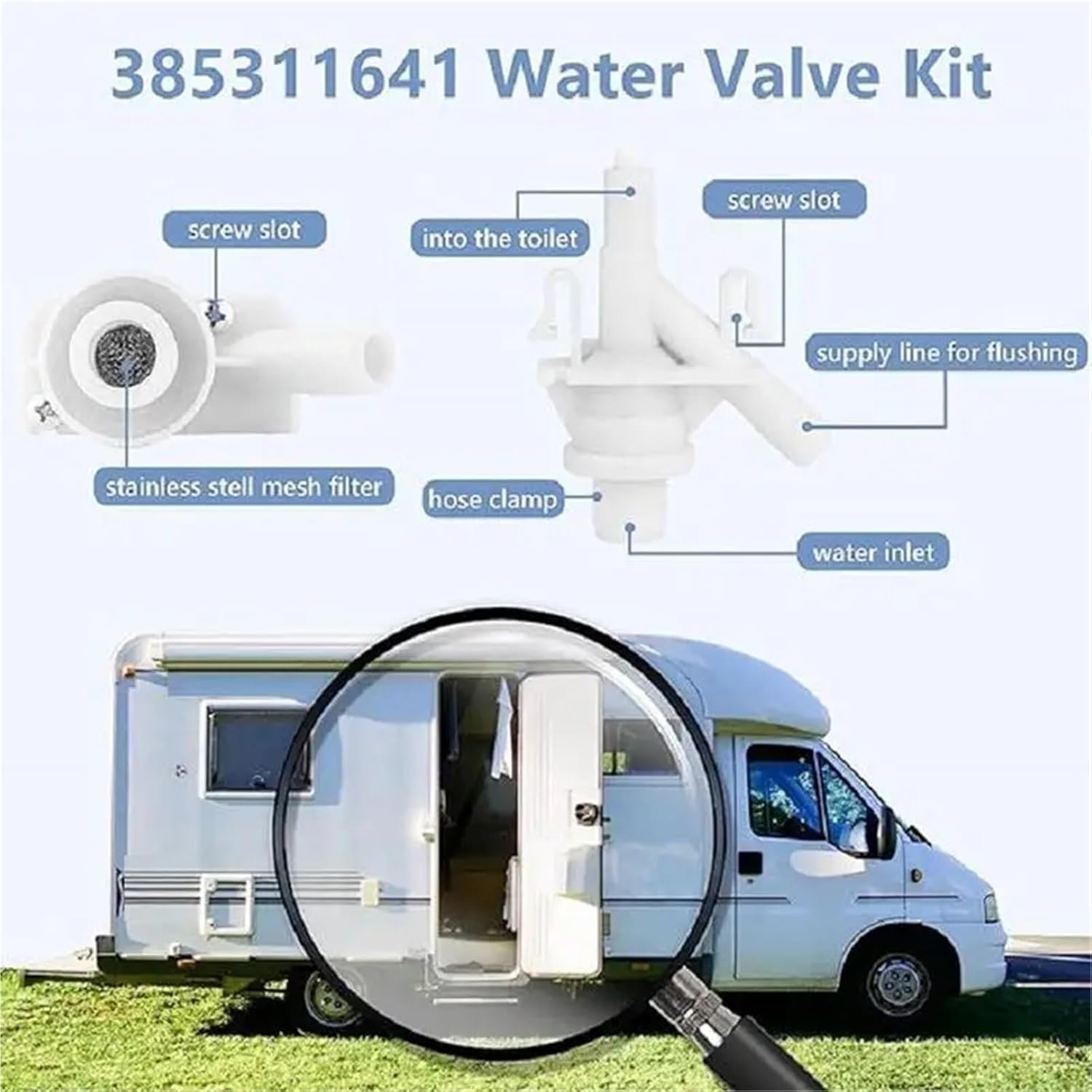 Upgraded Rv Water Valve Replacement Kit 4 PCS Plastic Water Valve Kit Durable Toilet for 300 310 320 Series for Pedal-Flush Toilets