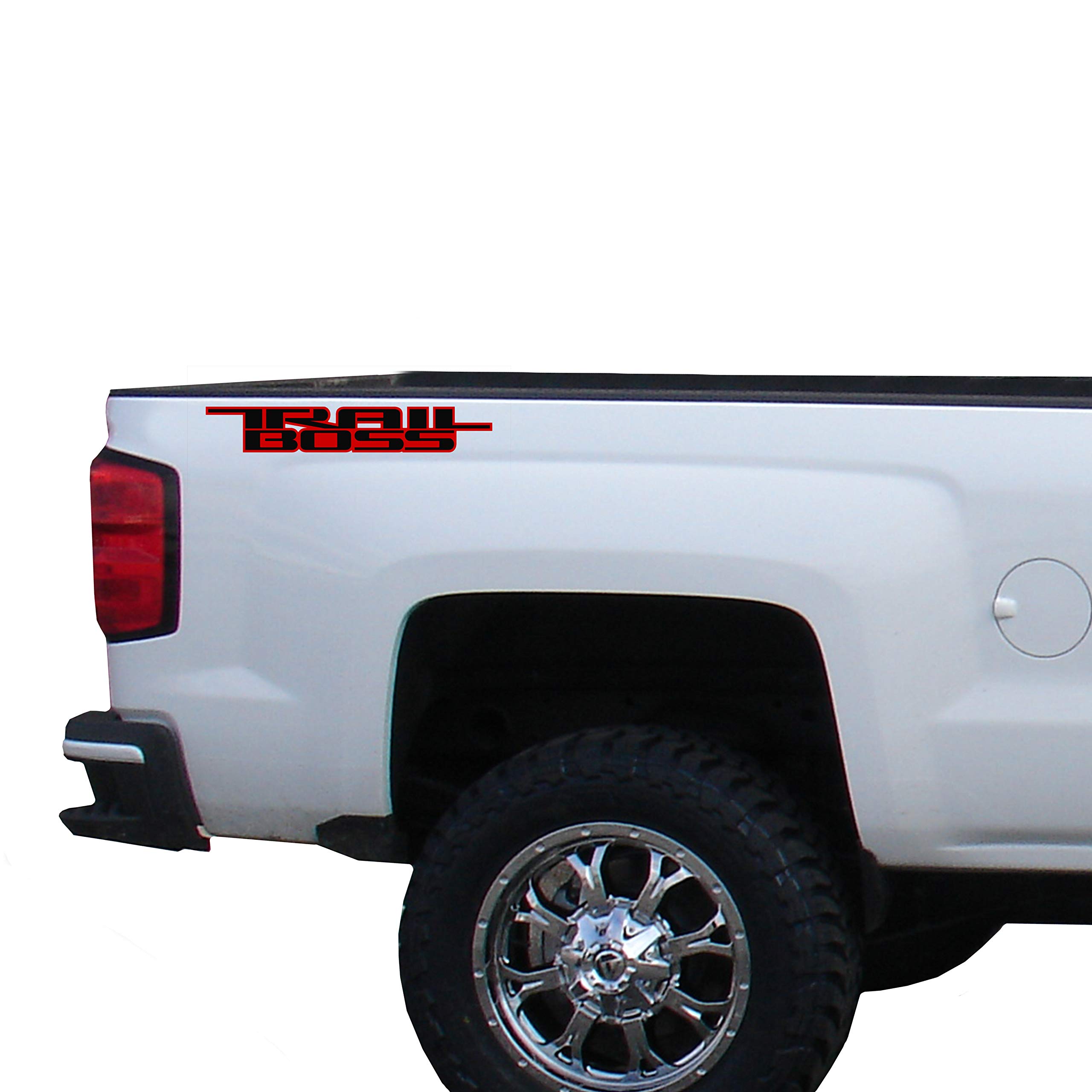 Set Of 2 Silverado Trail Boss Bedside Decals – Red & Black OEM Style Graphics (FG6A6)