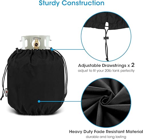 Miniatura 5 de Unicook Cubierta de tanque de propano de 20 libras, cubierta de cilindro de tanque de gas resistente al agua para exteriores con cordones