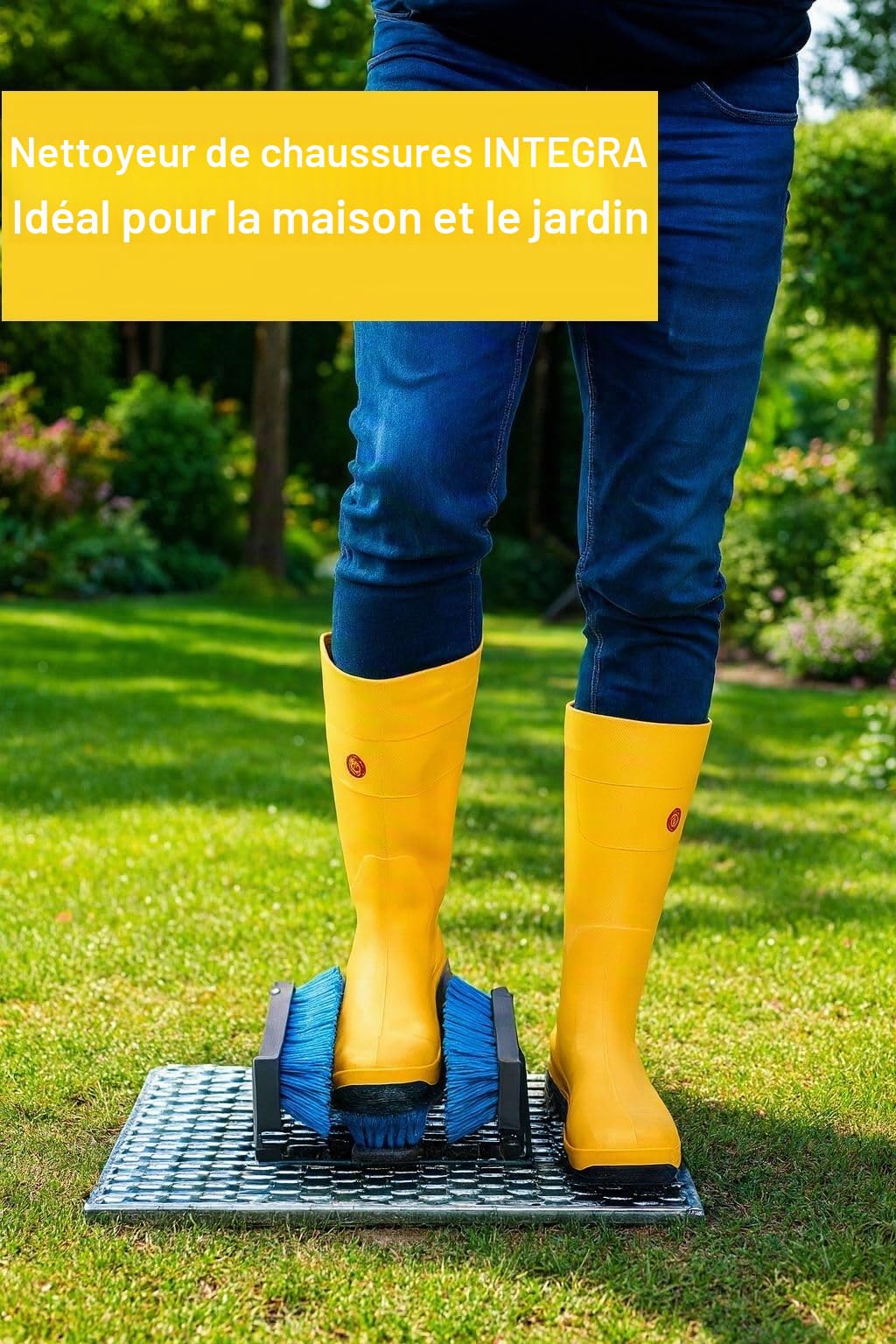 Grattoir à Chaussures extérieur avec 3 brosses – Paillasson Robuste en Acier, Nettoyeur de Chaussures antidérapant sans Fixation, pour Atelier, Chantier, entrée