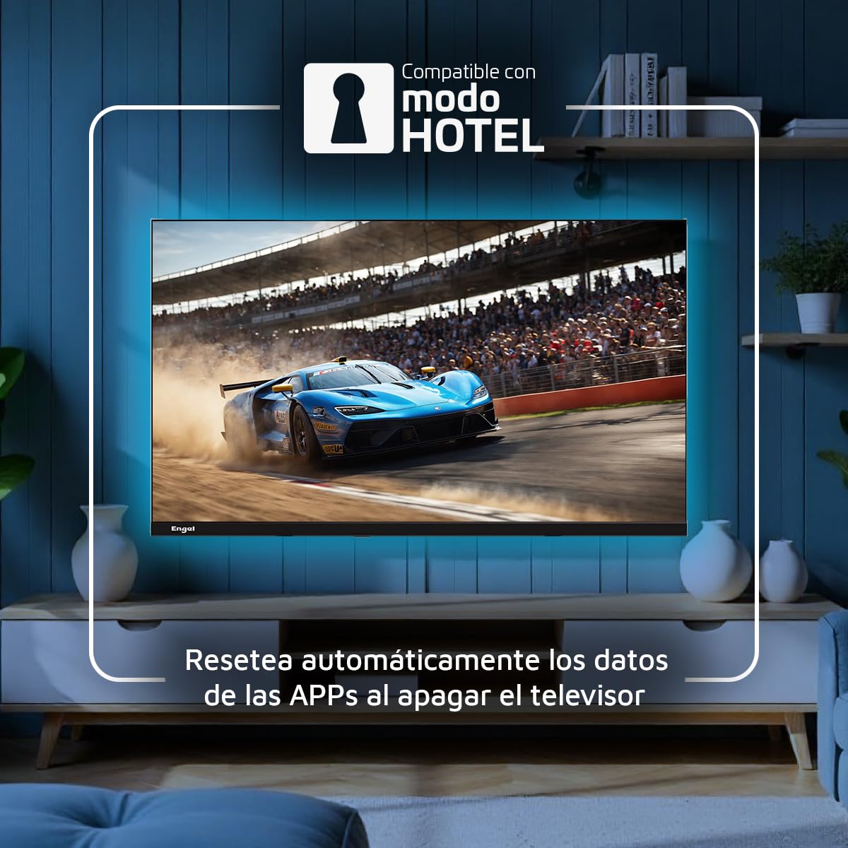 Engel LE3287SM Smart TV LED 32 Pulgadas HD Ready con VIDAA, Dolby Audio, DVB-T2/S2/C, 2 HDMI, 2 USB, Ethernet, Ranura Ci, PVR Time Shift, Modo Hotel y VESA 200x100