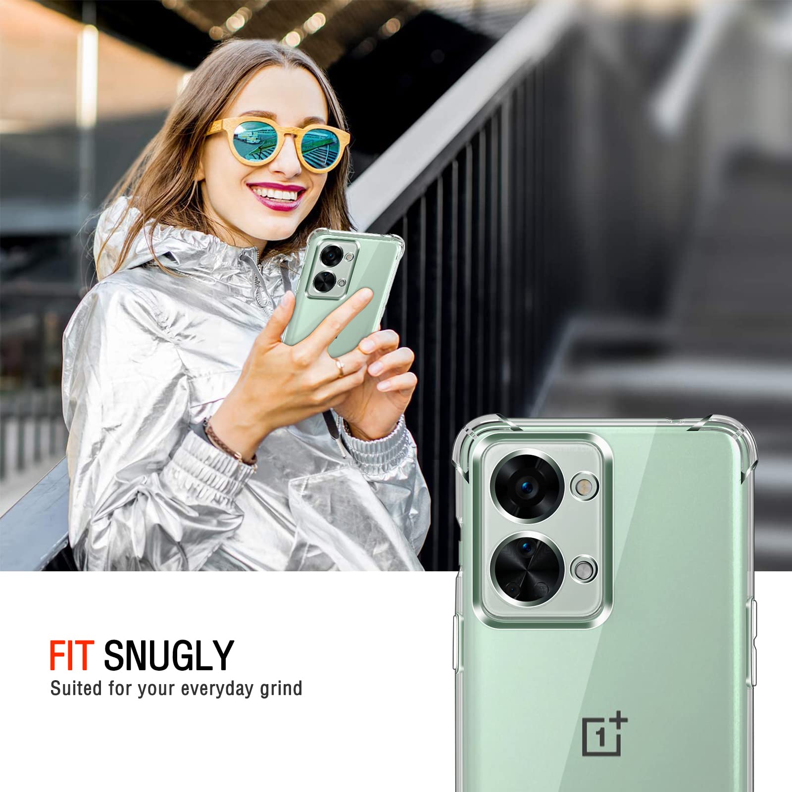 iVoler Etui na telefon OnePlus Nord 2T, Przezroczyta obudowa absorbująca wstrząsy z miękkim parabuzem z tworzywa TPU, cienkie, miękkie, silikonowe, ochronne etui z tworzywa TPU