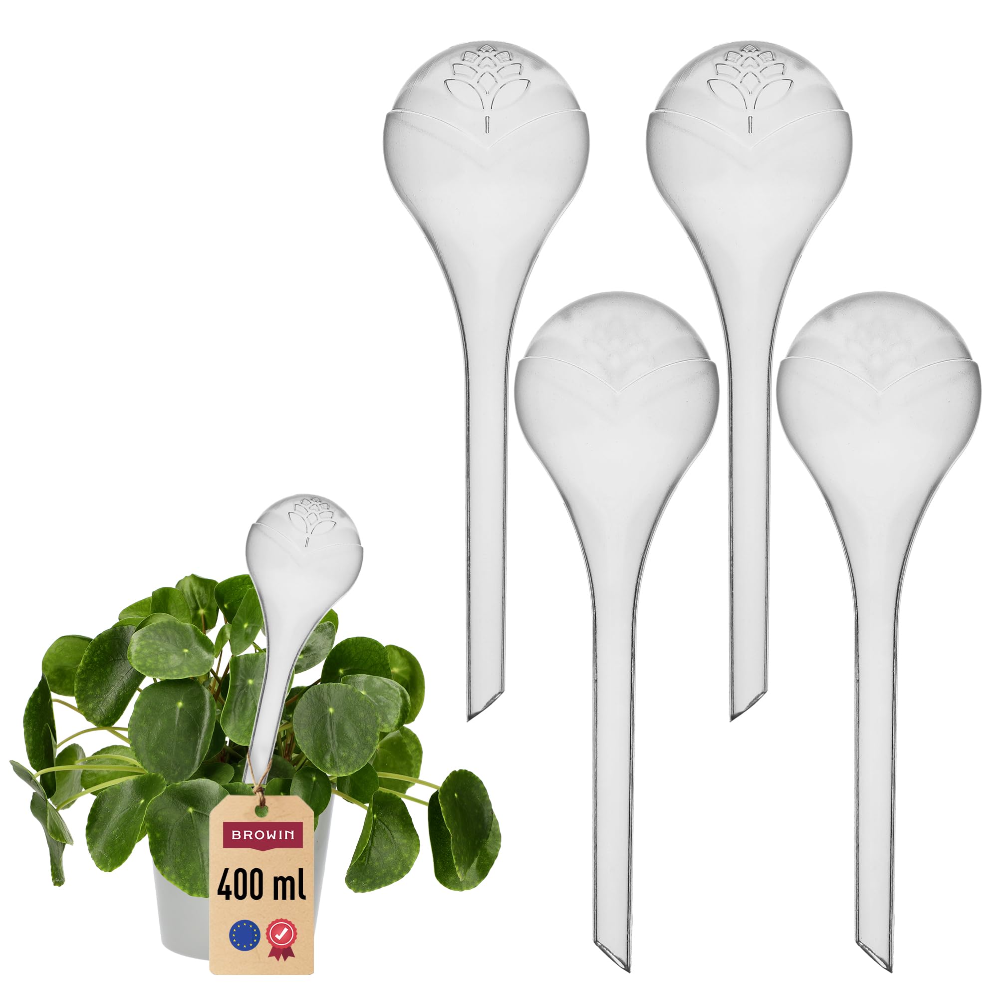 BROWIN®720923 Lot de 4 Boules d'irrigation pour Plantes Transparent