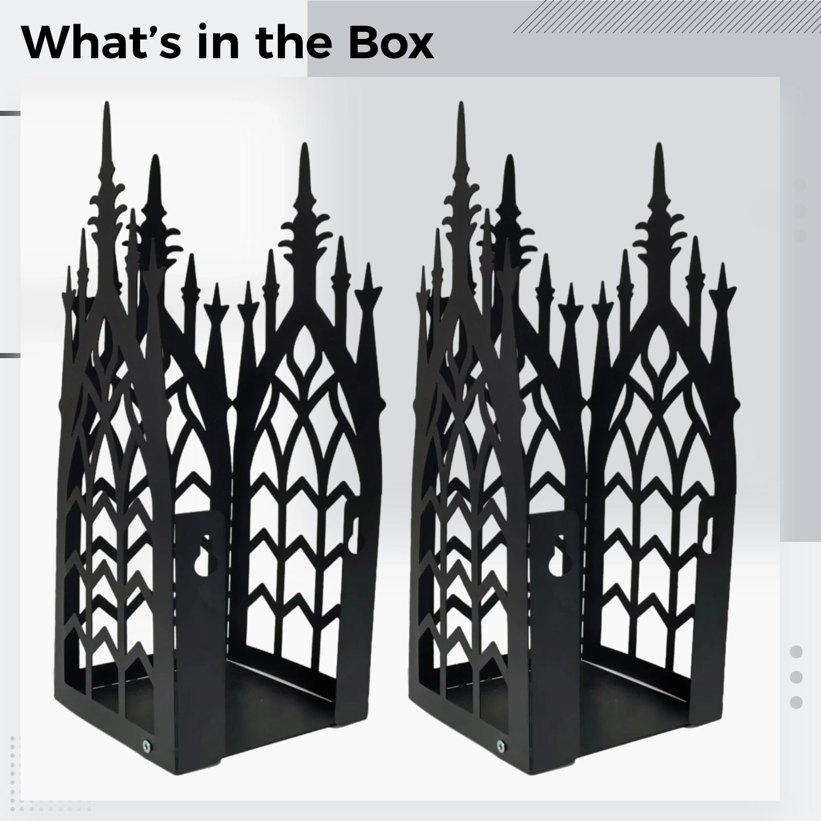 2 STK. Gothic Cathedral Wandkerzenhalter, Schwarze Metall Wandhalterung für Kerzen, Set aus Zwei Wandkerzenhaltern, Eisen Wanddeko für Innen und Außen, 28,6 x 10 x 10 cm