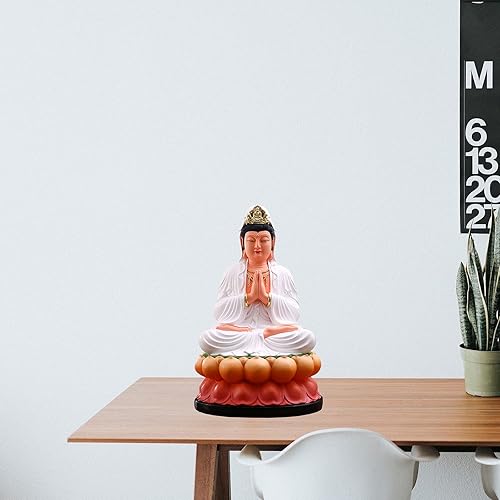 Miniatura 4 de CHUNCIN - Quan Yin Buddha Sitting on A Lotus Statue Guanyin, Kwan Yin, Kuanyin, Goddess of Mercy Handicraft Figurine Chinese Feng Shui Decor