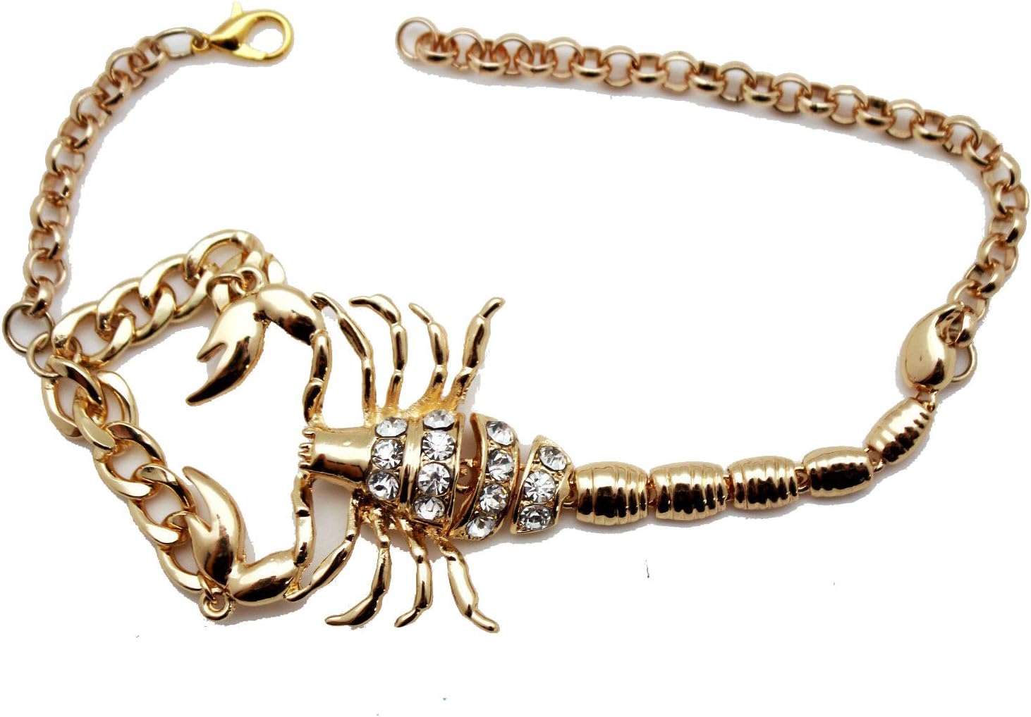 Women 2PCS Boot Bracelet Gold Metal Chains Big Scorpion Bling Western Fashion Jewelry Anklet Shoe Charm SET - BC124