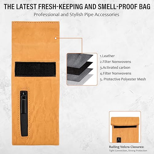 Miniatura 4 de Bolsa a prueba de olores: bolsa de almacenamiento impermeable con barrera contra olores para hierbas, café, especias, discreta funda de cuero para