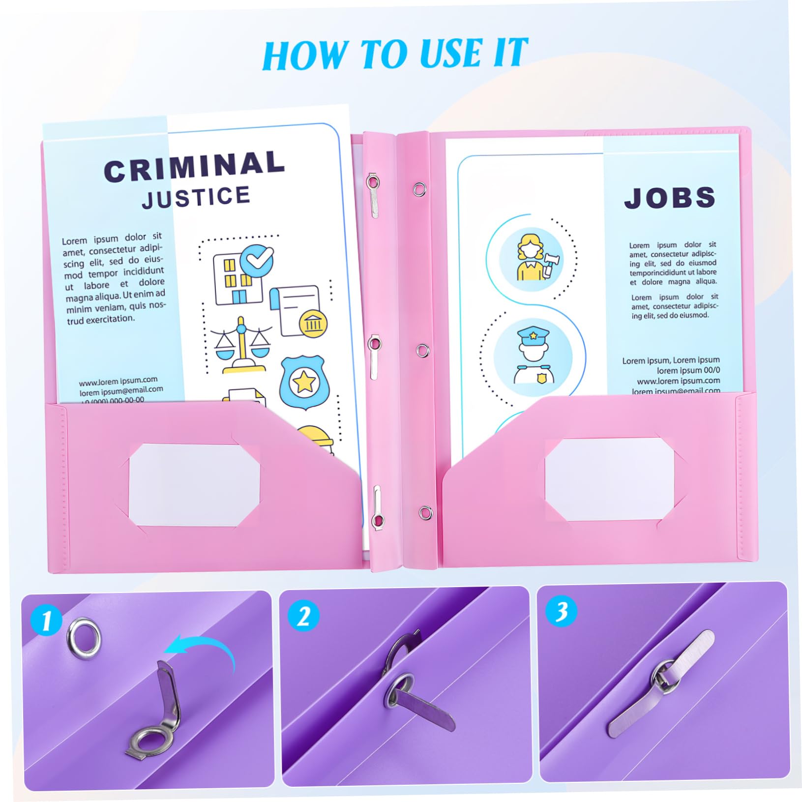 jojofuny 9stücke Aktenordner aus Kunststoff mit Fächern Dokumentenhalter Ordner mit Taschen Organizer für Büro und Klassenzimmer Dokumentenmappen Geschäftsmappen Schulmappen