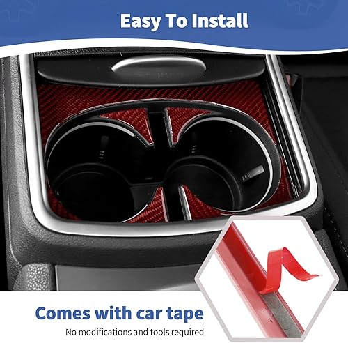 Miniatura 6 de RT-TCZ Para Cargador Portavasos Panel Trim Cubierta para Dodge Charger 2011 up Soft Red Carbon Fiber Interior Accesorios 6 unids