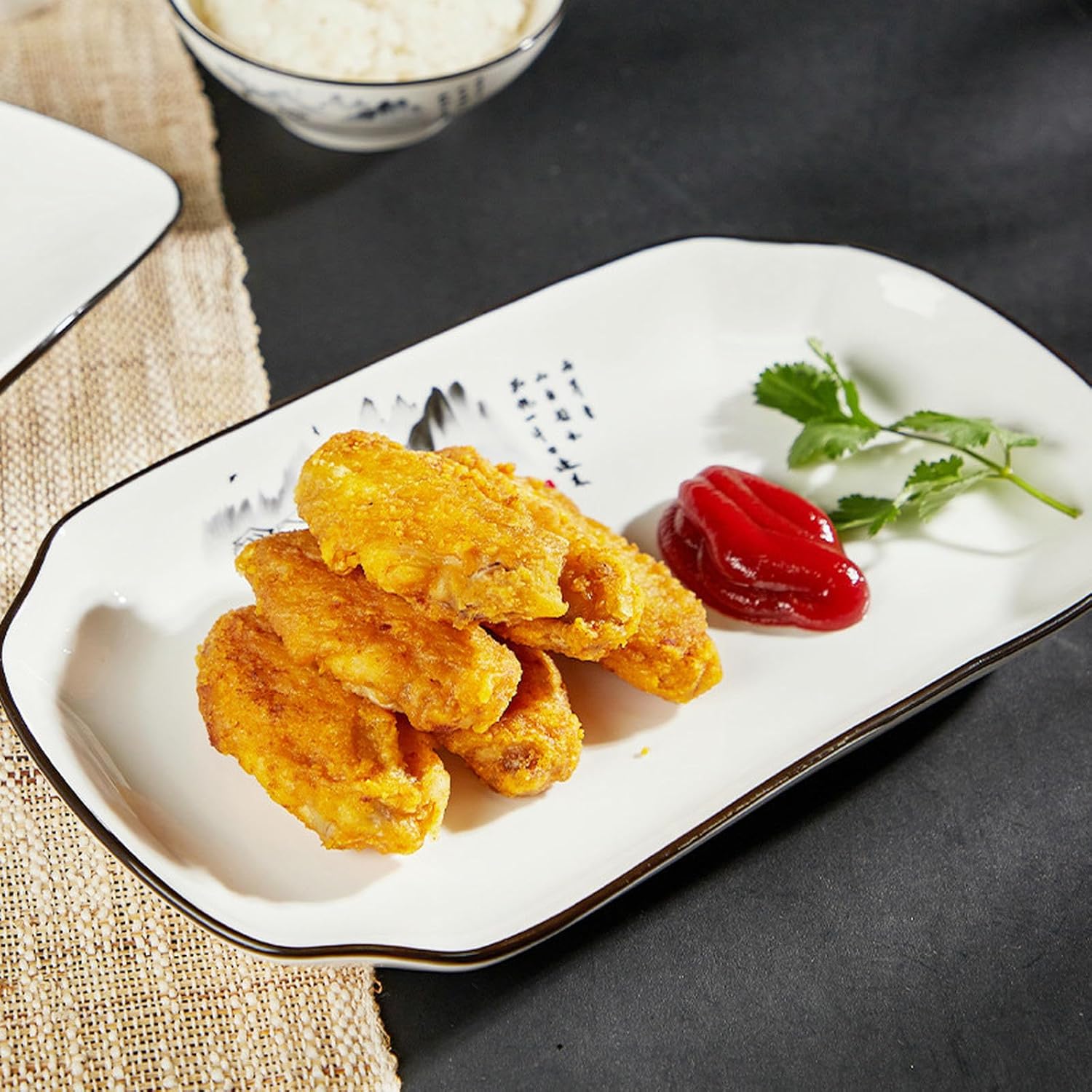 Ceramic Irregular Hand-painted Steamed Fish Plate Household Exquisite Individualized Tableware -12-inch denier