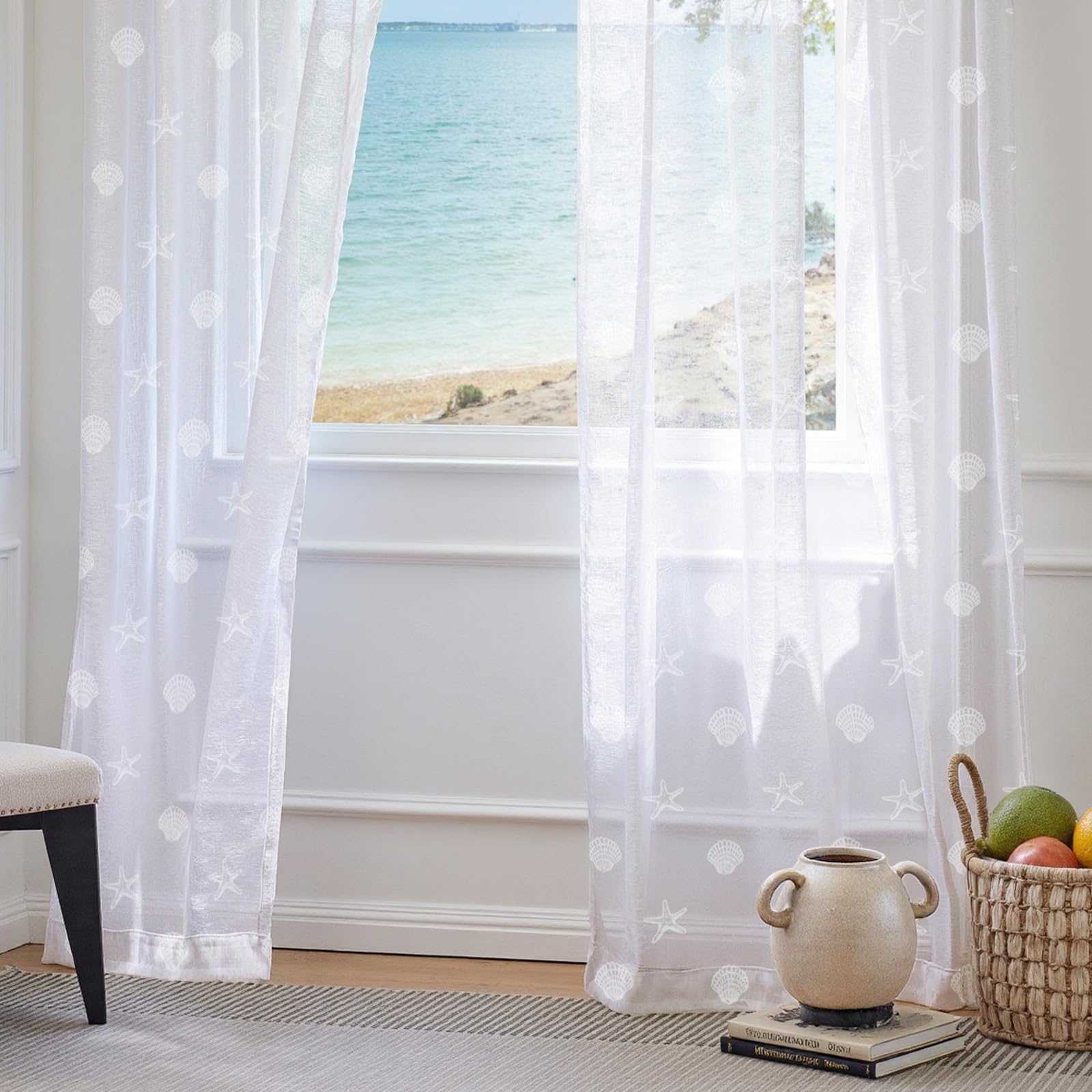 Rideaux occultant les regards TOPICK blancs transparents pour salon