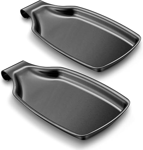 LIANYU Soporte de cuchara negro de 2 piezas para encimera de cocina, soporte de cuchara de acero inoxidable para estufa, espátula, cucharón, soporte