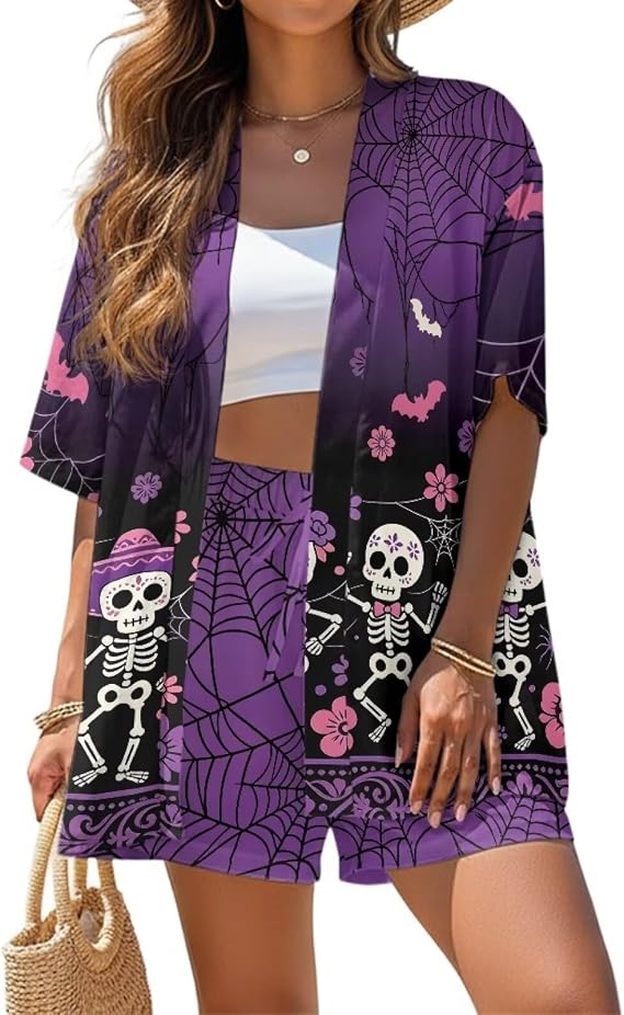 2 Piece Sets for Women S - XL Summer Short Sets Loose Fit Shirt and Shorts High Waist Pants