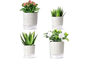 Self Watering Pots for Indoor Plants, 4pcs Small Pots for Plants