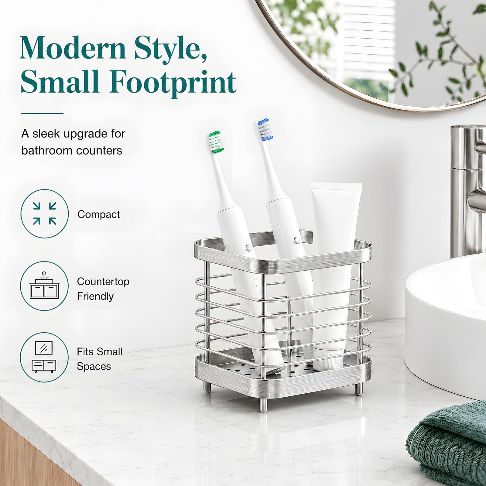 Stainless Steel Toothbrush Holder - Keep Bathroom Organized -6