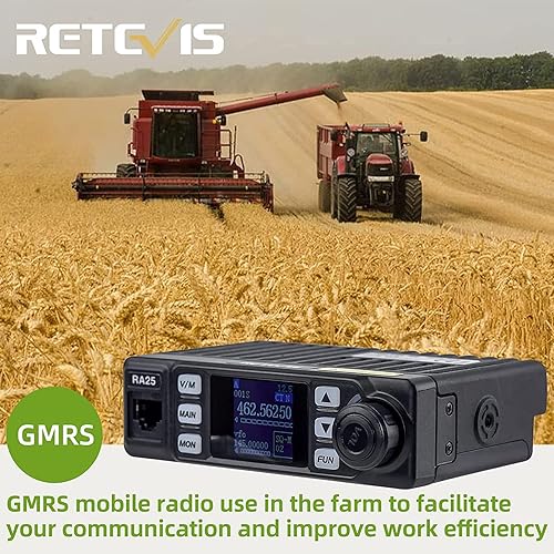 Miniatura 3 de Retevis RA25 GMRS - Radio móvil LCD con micrófono para Farm Combine (1 paquete) y Walkie Talkies RB26 GMRS de largo alcance 2000 mAh linterna