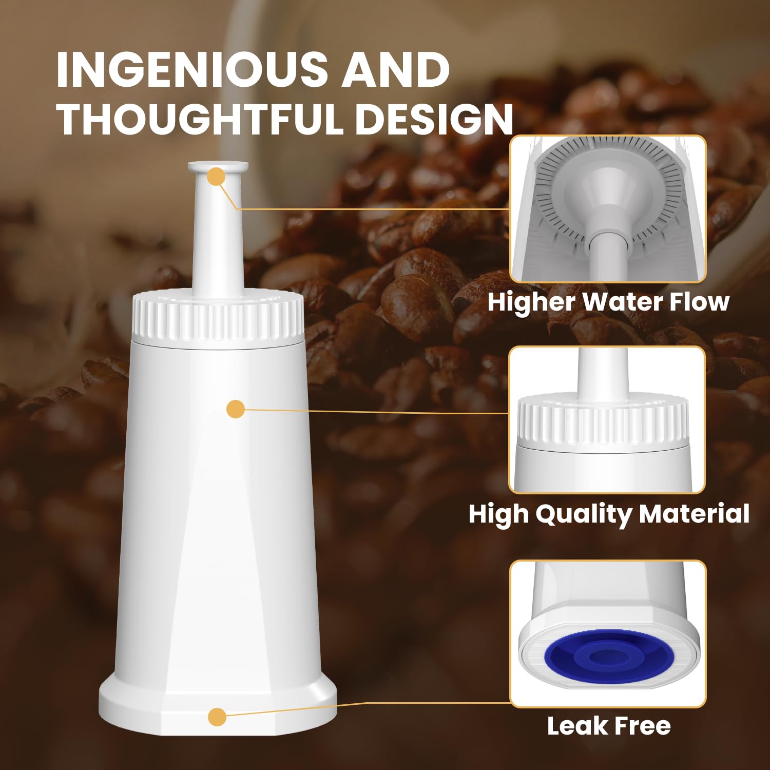 EVERSPRING Filtro per macchina da caffè Compatibile Con Sage Barista SES008, SES810, SES880, SES920, SES980, SES990 macchine da caffè, certificato NSF, 4 pezzi.