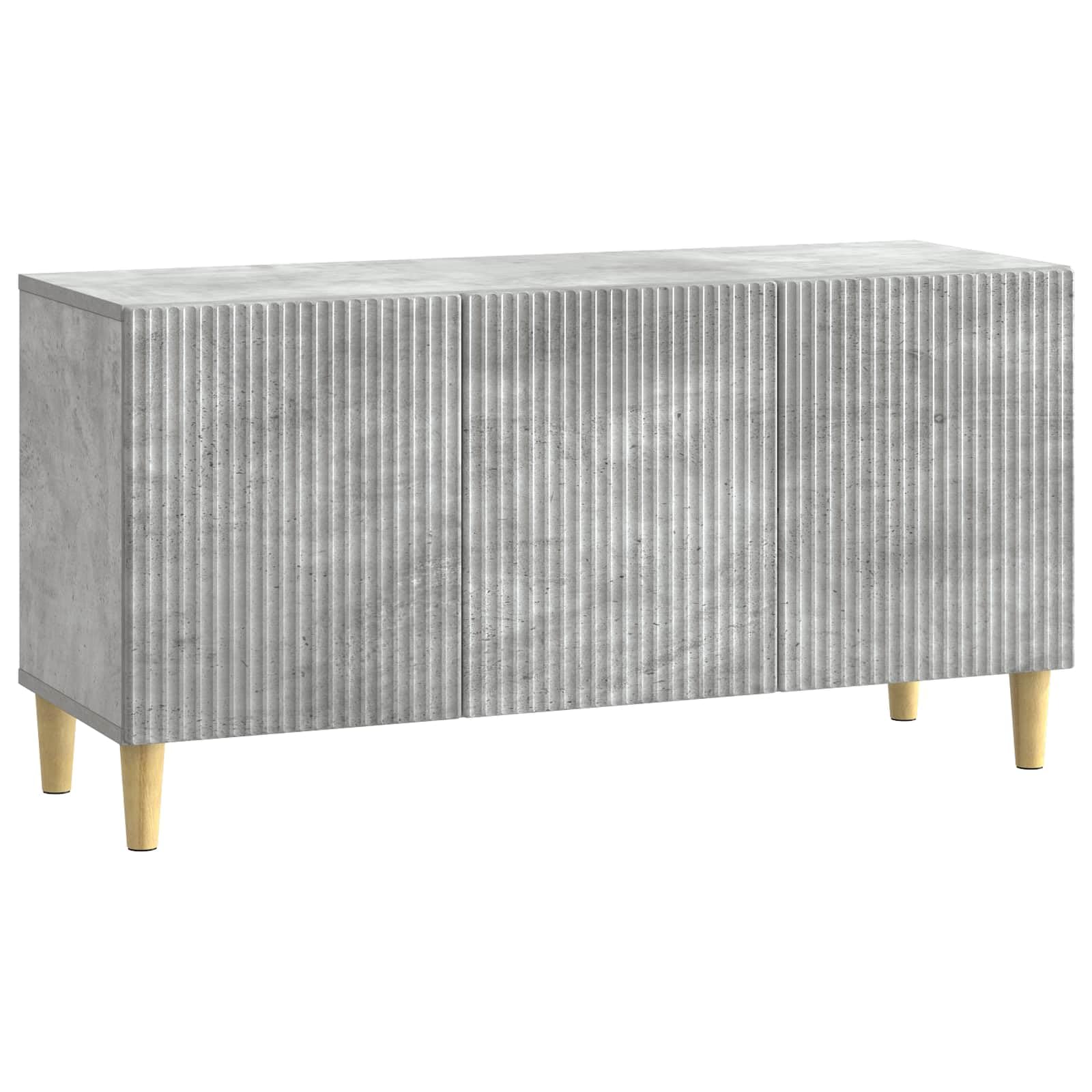 Table TV moderne en bois gris béton pour créer un coin cinéma chaleureux dans votre chambre