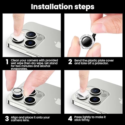 Miniatura 7 de Tensea Protector de lente de cámara para iPhone 13 ProiPhone 13 Pro Max, cubierta de protección para cámara, protector de pantalla de vidrio