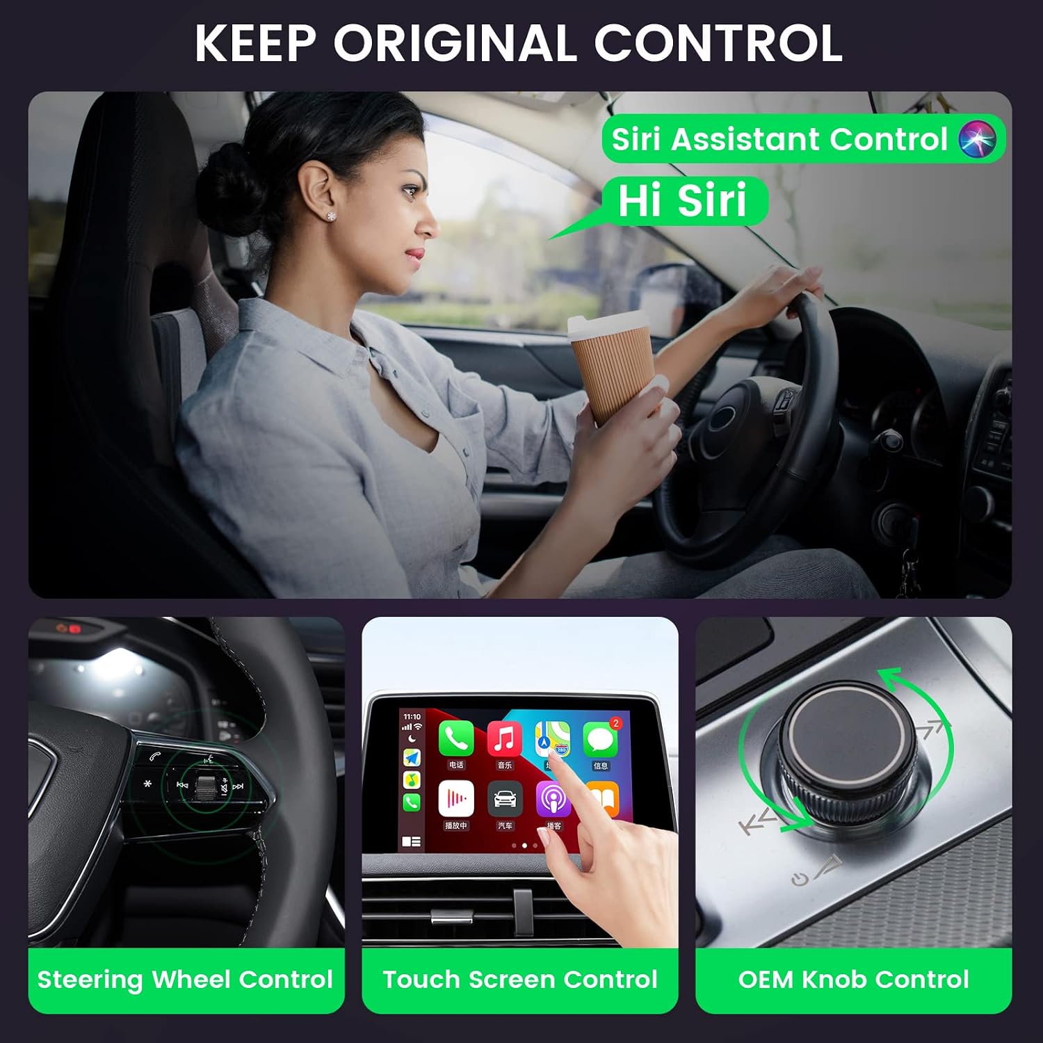 BRILOCEA Wireless CarPlay Adapter for Factory Wired CarPlay 2023, Plug & Play, Converts Wired to Wireless Apple CarPlay Dongle, Support Online Update for Cars from 2016 & iPhone iOS 10+