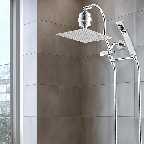 Miniatura 8 de Hibbent All Metal - Cabezal de ducha filtrado de 12 pulgadas, varita de ducha de mano de alta presión, brazo de extensión curvado ajustable de 12